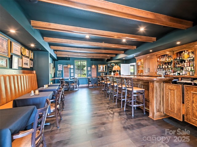 62 Blair Athel Pt, Waynesville, NC 28786 - community bar area featuring beamed ceiling, dark wood finished floors, and recessed lighting