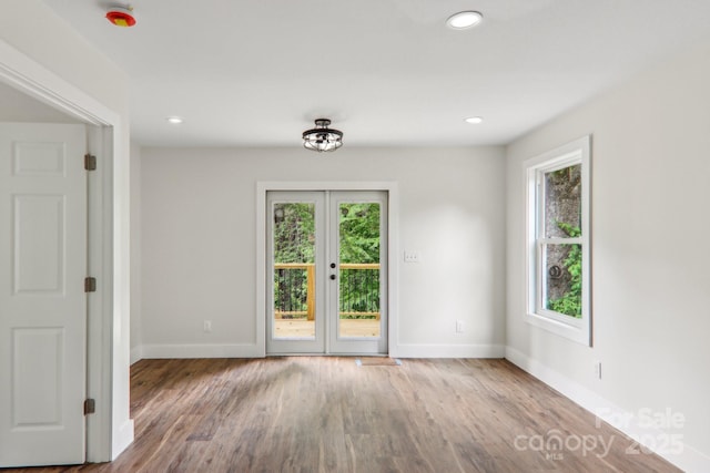 12 Whipoorwill Way, Waynesville, NC 28786 - empty room with healthy amount of natural light, baseboards, wood finished floors, french doors, and recessed lighting