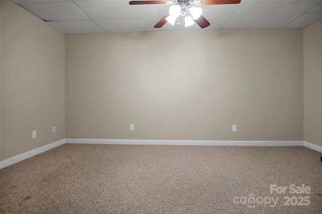 814 Settlers Dr, Cherryville, NC 28021 - unfurnished room featuring a paneled ceiling, carpet floors, baseboards, and ceiling fan