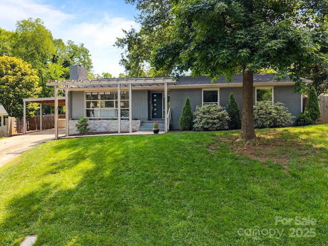 917 Dent Ct, Charlotte, NC 28210 - view of front of property featuring a chimney, driveway, and a carport