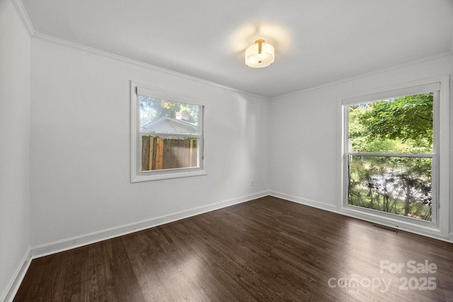 917 Dent Ct, Charlotte, NC 28210 - empty room featuring ornamental molding and dark wood finished floors