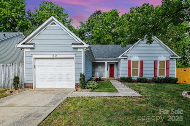 3505 Frostmoor Pl, Charlotte, NC 28269 - single story home featuring a garage, concrete driveway, and roof with shingles