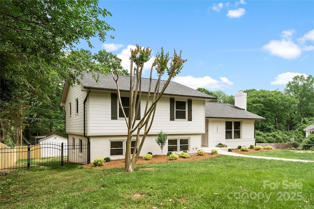 3661 Annlin Ave, Charlotte, NC 28209 - split level home featuring a chimney, brick siding, and a gate