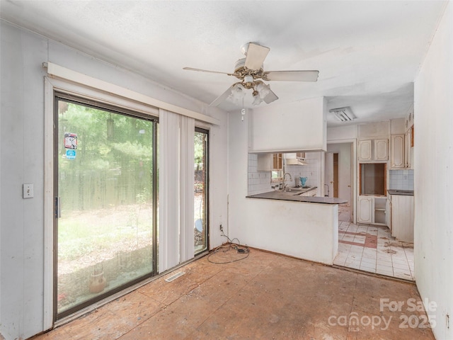 3 N Marley Dr, Flat Rock, NC 28731 - unfurnished living room featuring a sink and a ceiling fan