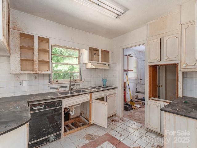 3 N Marley Dr, Flat Rock, NC 28731 - kitchen with dishwasher, a sink, open shelves, and tasteful backsplash