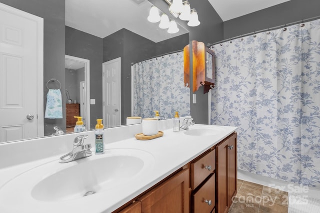 170 Wagon Wheel Way Unit 4, Salisbury, NC 28147 - bathroom featuring double vanity, tile patterned flooring, and a shower with curtain
