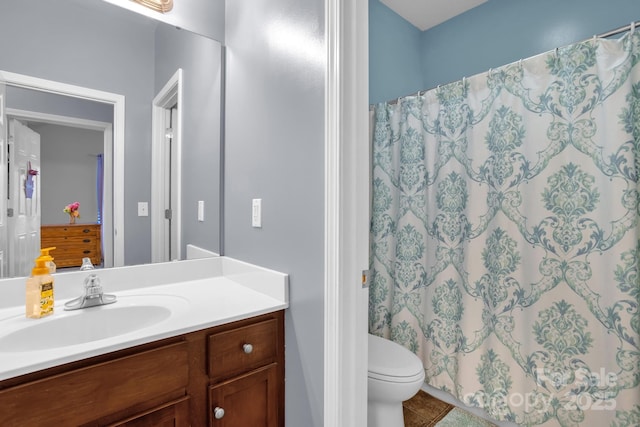 170 Wagon Wheel Way Unit 4, Salisbury, NC 28147 - bathroom with vanity, toilet, a shower with curtain, and tile patterned floors