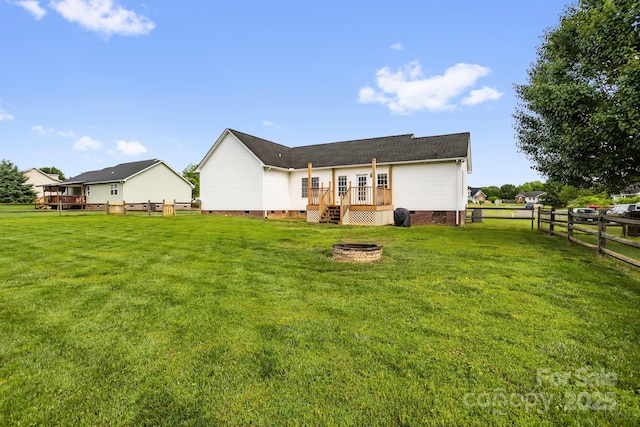 170 Wagon Wheel Way Unit 4, Salisbury, NC 28147 - back of house with crawl space, a deck, and an outdoor fire pit