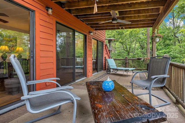 214 Laurel Mountain Trl, Saluda, NC 28773 - view of patio with a ceiling fan and a deck