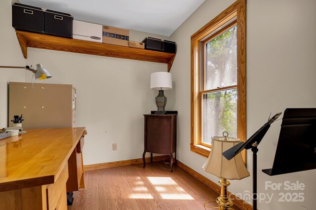 214 Laurel Mountain Trl, Saluda, NC 28773 - home office with light wood-type flooring and baseboards