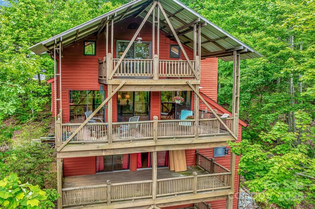 214 Laurel Mountain Trl, Saluda, NC 28773 - view of front of home featuring a wooden deck