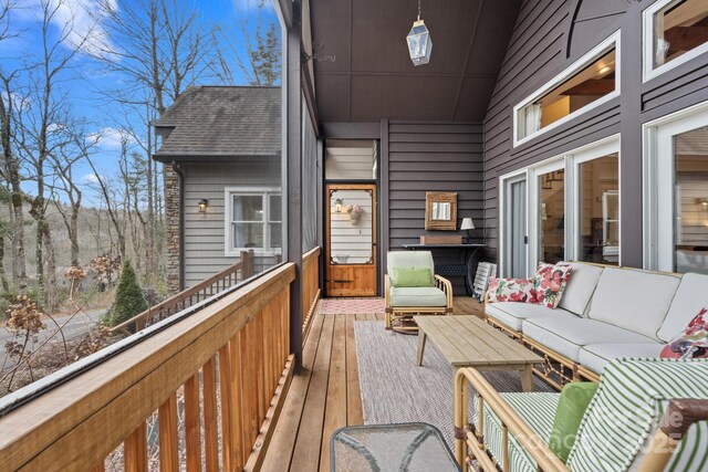 140 Lost Trl Unit 145, Highlands, NC 28741 - wooden terrace featuring an outdoor living space