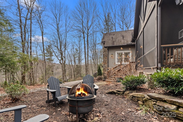 140 Lost Trl Unit 145, Highlands, NC 28741 - view of yard featuring an outdoor fire pit and stairway