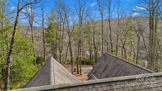140 Lost Trl Unit 145, Highlands, NC 28741 - exterior view of a heavily wooded area and roof with shingles