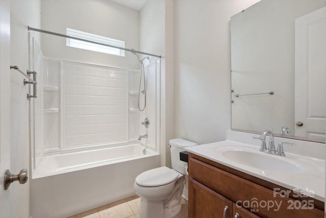 467 Granite Lake Ct, Denver, NC 28037 - bathroom featuring vanity, toilet, bathtub / shower combination, and tile patterned flooring