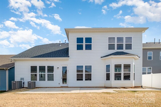 3105 Bonterra Blvd, Indian Trail, NC 28079 - rear view of property with a patio area, central air condition unit, and a shingled roof