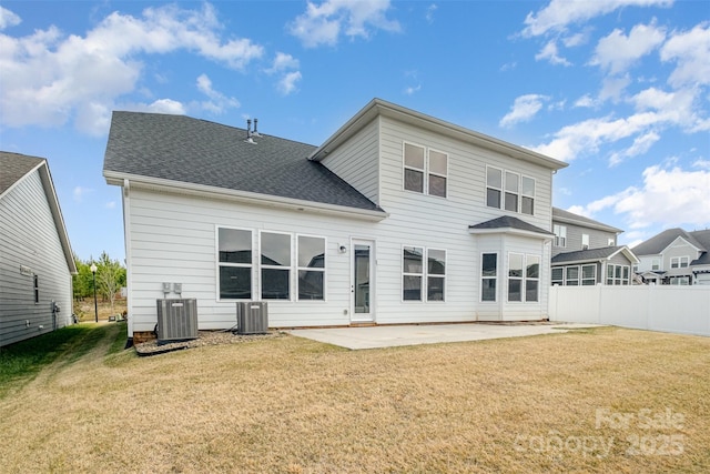 3105 Bonterra Blvd, Indian Trail, NC 28079 - rear view of property featuring central AC, a patio, and roof with shingles