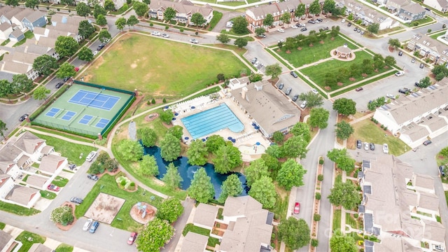 3105 Bonterra Blvd, Indian Trail, NC 28079 - aerial perspective of suburban area featuring a pool area