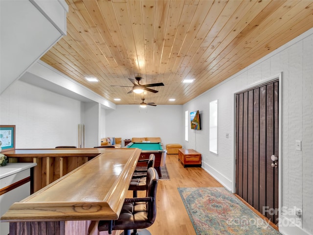 80 Hidden Falls Rd, Maggie Valley, NC 28751 - recreation room featuring light wood-style flooring, ceiling fan, and wood ceiling