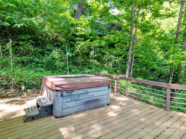 80 Hidden Falls Rd, Maggie Valley, NC 28751 - wooden deck with a hot tub
