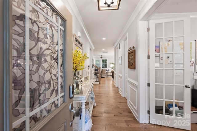 528 Sandbar Pt, Clover, SC 29710 - hall featuring wood finished floors, crown molding, and recessed lighting