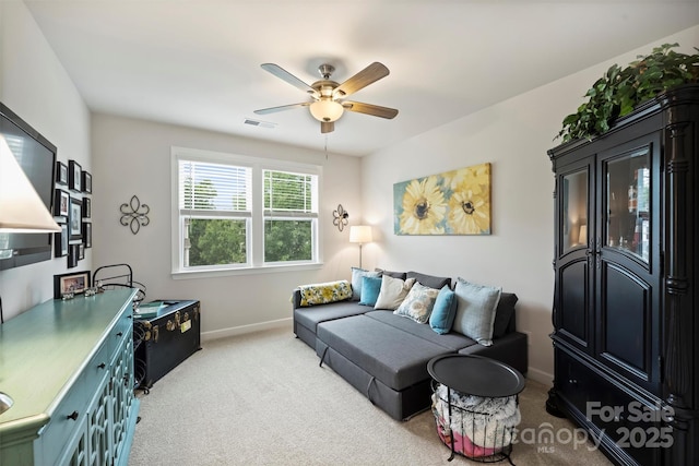 528 Sandbar Pt, Clover, SC 29710 - living area with carpet flooring, ceiling fan, and baseboards