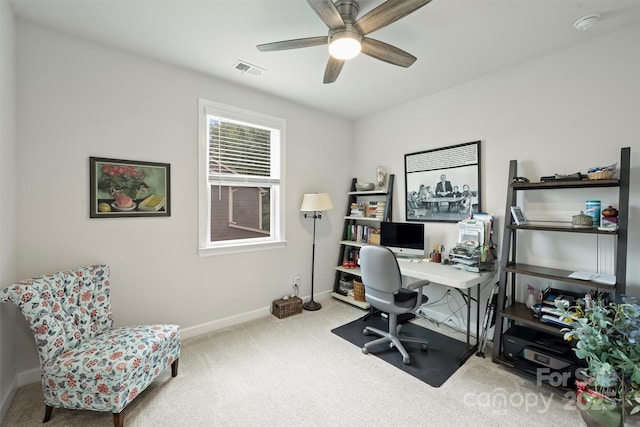 528 Sandbar Pt, Clover, SC 29710 - office with carpet floors, baseboards, and a ceiling fan
