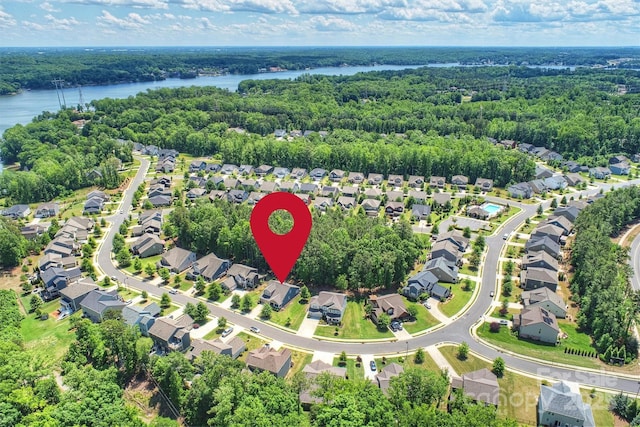 528 Sandbar Pt, Clover, SC 29710 - aerial view of property and surrounding area with nearby suburban area, a large body of water, and a forest