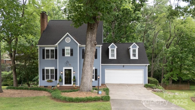211 Southfork Dr, Belmont, NC 28012 - view of front of house with concrete driveway, a chimney, and crawl space