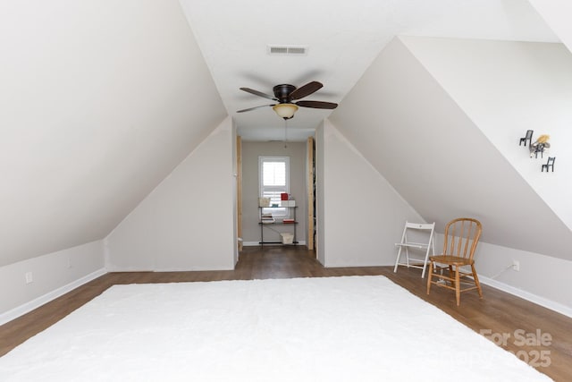 211 Southfork Dr, Belmont, NC 28012 - additional living space featuring ceiling fan, wood finished floors, lofted ceiling, and baseboards