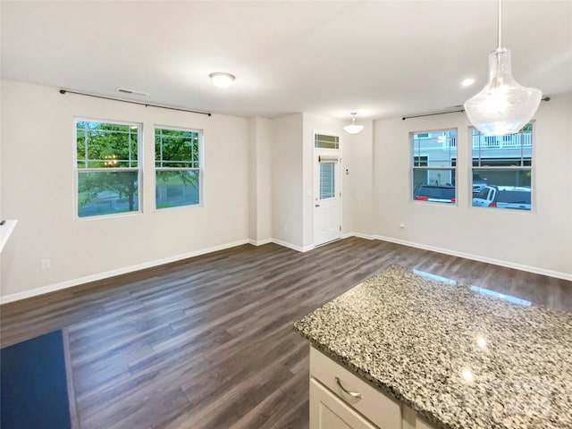 4105 Galloway Park Dr, Charlotte, NC 28262 - unfurnished living room featuring dark wood-style floors and baseboards