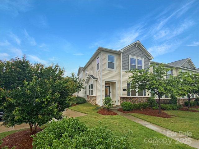 4105 Galloway Park Dr, Charlotte, NC 28262 - view of front of property featuring a front yard and stone siding