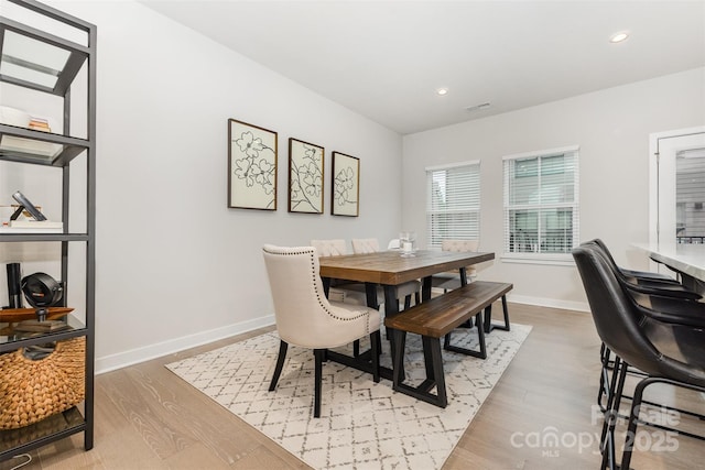 625 Uwharrie River Rd, Charlotte, NC 28211 - dining space featuring light wood-style flooring, baseboards, and recessed lighting