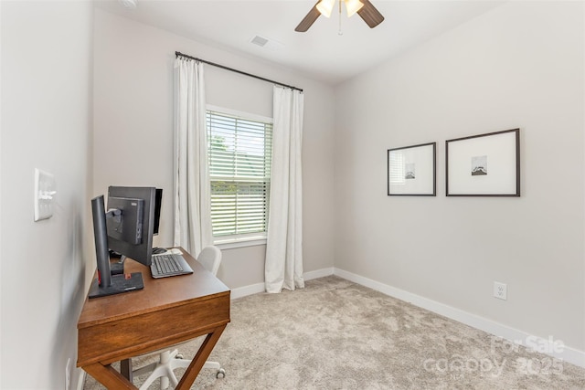 625 Uwharrie River Rd, Charlotte, NC 28211 - office area with ceiling fan, carpet, and baseboards
