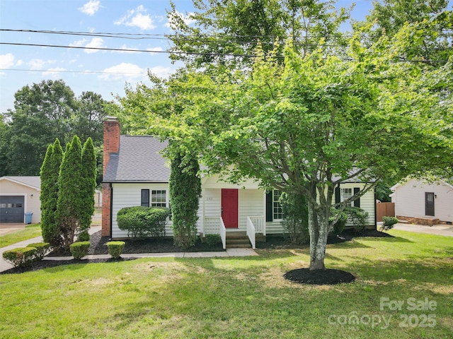 6412 Sullins Rd, Charlotte, NC 28214 - obstructed view of property with a front lawn and a chimney