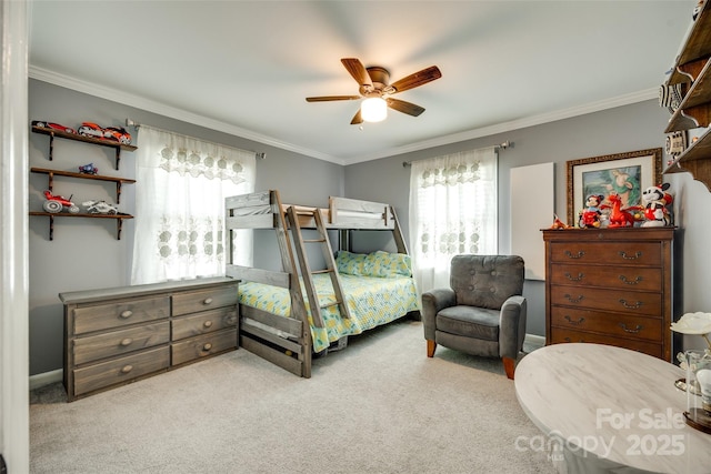 622 University Dr, Rock Hill, SC 29730 - bedroom featuring carpet flooring, ornamental molding, ceiling fan, and baseboards