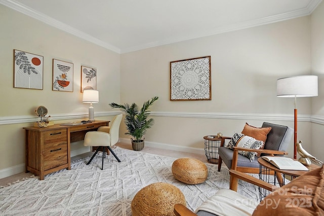 2725 Cotton Planter Ln, Charlotte, NC 28270 - home office with carpet floors, ornamental molding, and baseboards