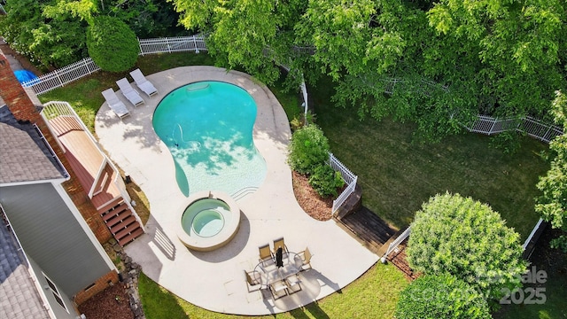 2725 Cotton Planter Ln, Charlotte, NC 28270 - view from above of property featuring a pool area and a tree filled landscape