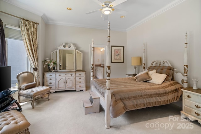 2971 Kaneland Ct, Rock Hill, SC 29732 - bedroom with crown molding, light carpet, and ceiling fan