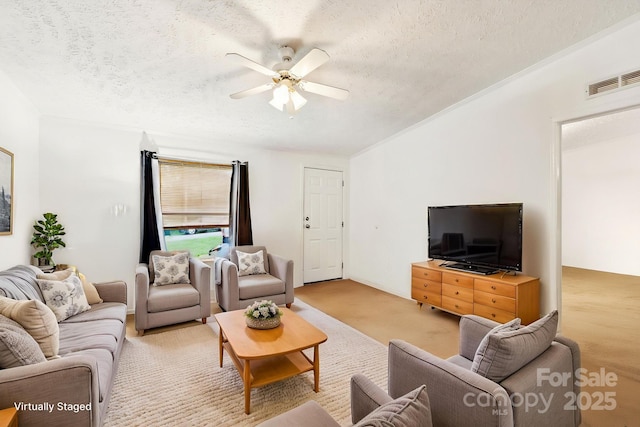 103 Palace Pt, Kings Mountain, NC 28086 - living room with ceiling fan and a textured ceiling