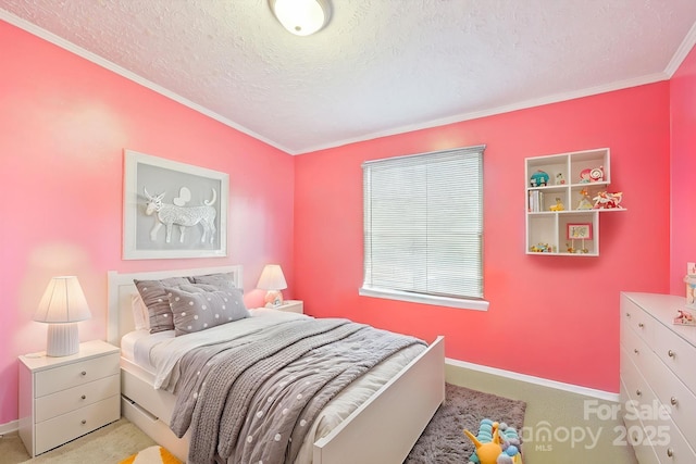 103 Palace Pt, Kings Mountain, NC 28086 - carpeted bedroom with ornamental molding, a textured ceiling, and baseboards