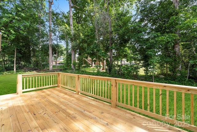4541 Kings Ct, Hickory, NC 28602 - deck with view of scattered trees and a lawn