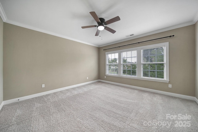 295 Helton Ln, Fort Mill, SC 29708 - spare room featuring crown molding, baseboards, a ceiling fan, and carpet