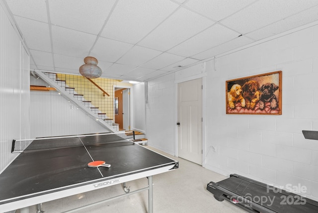 27 Dixon Ter, Candler, NC 28715 - recreation room featuring concrete block wall and a drop ceiling