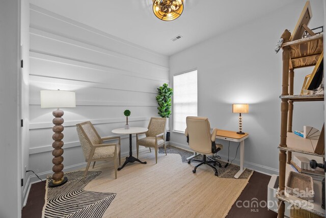 15913 Trenton Place Rd, Huntersville, NC 28078 - office area featuring baseboards and wood finished floors