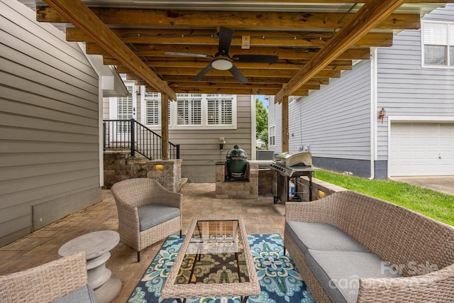 15913 Trenton Place Rd, Huntersville, NC 28078 - view of patio / terrace featuring an outdoor hangout area, area for grilling, and a garage