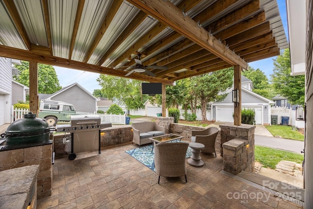 15913 Trenton Place Rd, Huntersville, NC 28078 - view of patio / terrace featuring an outdoor structure, area for grilling, and an outdoor living space