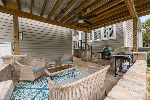 15913 Trenton Place Rd, Huntersville, NC 28078 - view of patio featuring ceiling fan and an outdoor hangout area