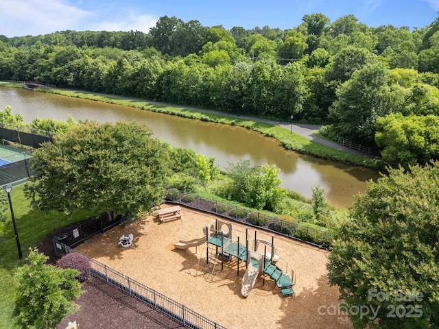 15913 Trenton Place Rd, Huntersville, NC 28078 - drone / aerial view of a nearby body of water and a heavily wooded area