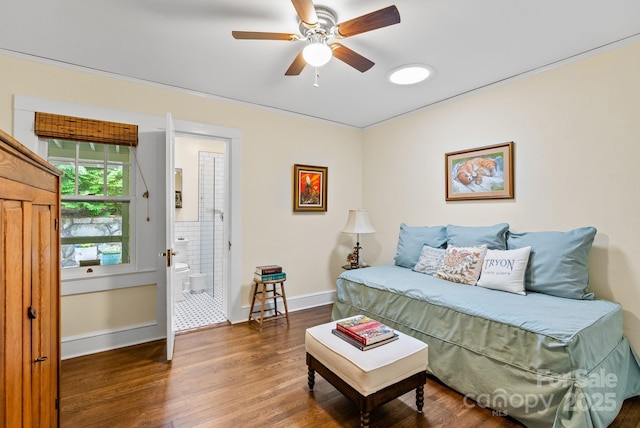160 Hidden Hill Rd, Tryon, NC 28782 - living room with wood finished floors, baseboards, and ceiling fan
